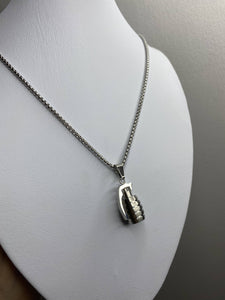 Grenade pendant on rounded box chain