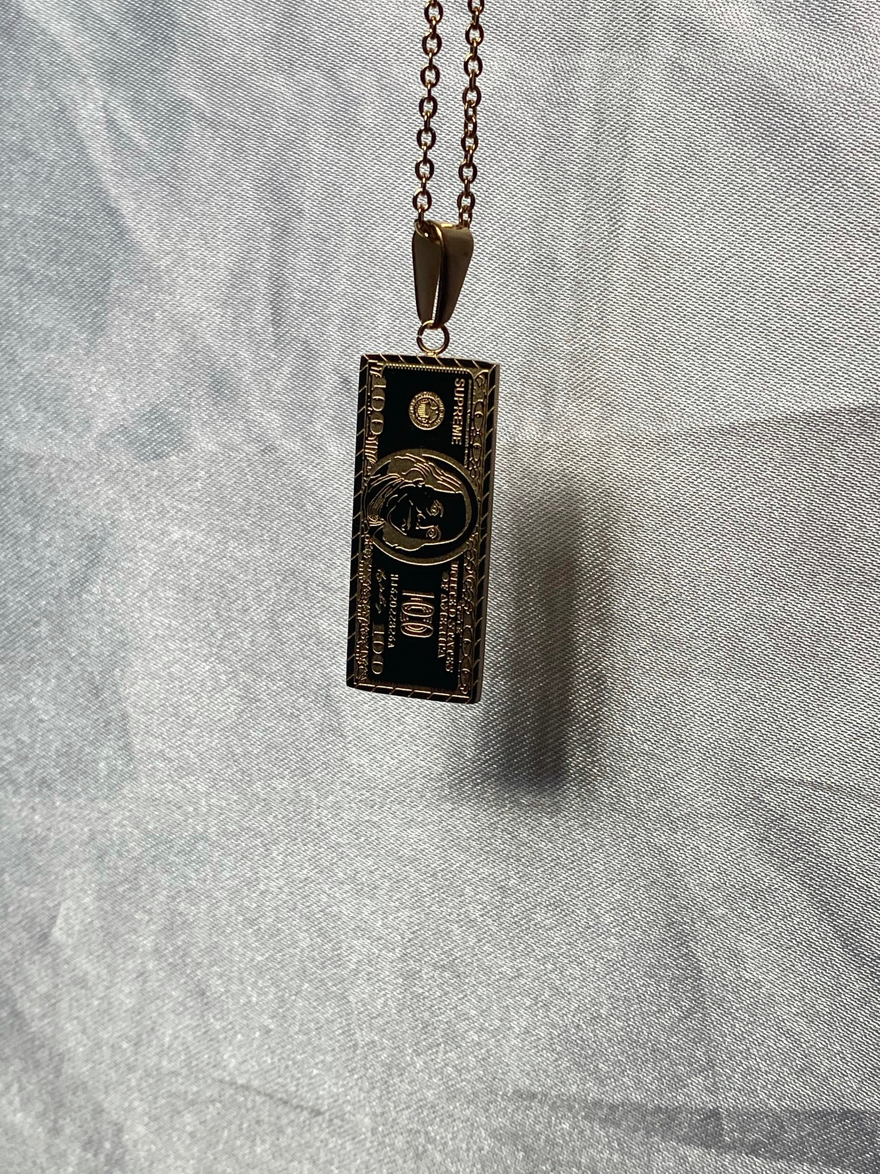 $100 pendant on box chain