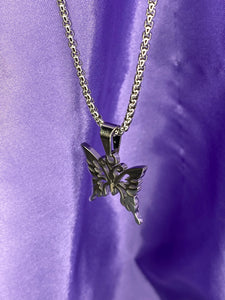 Butterfly pendant on rounded box chain