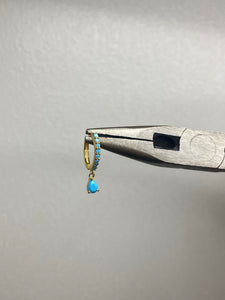 gold blue dangling gem huggie (sold seperately)