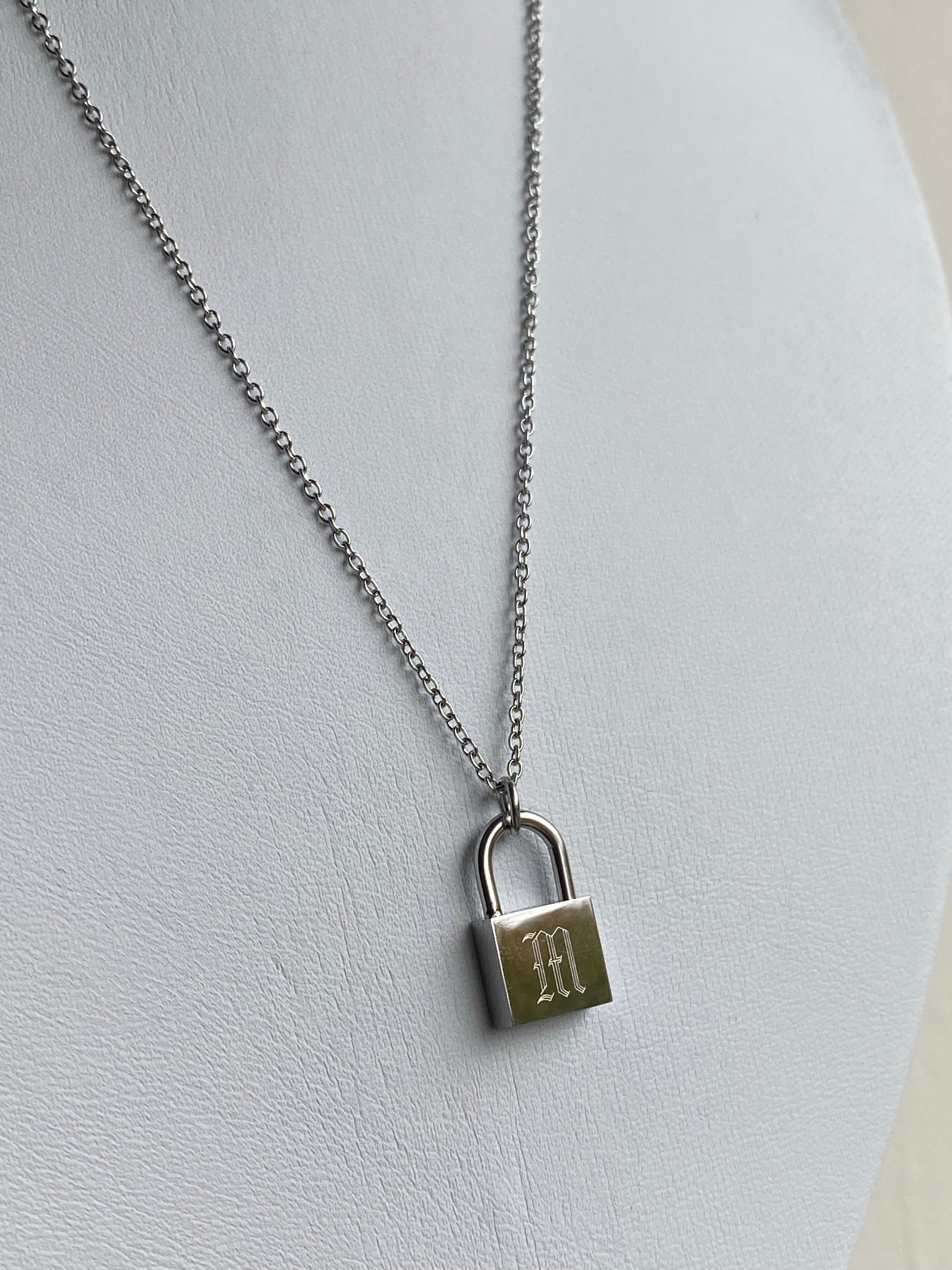 Mini padlock initial necklaces