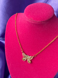 Gold sparkle butterfly necklace