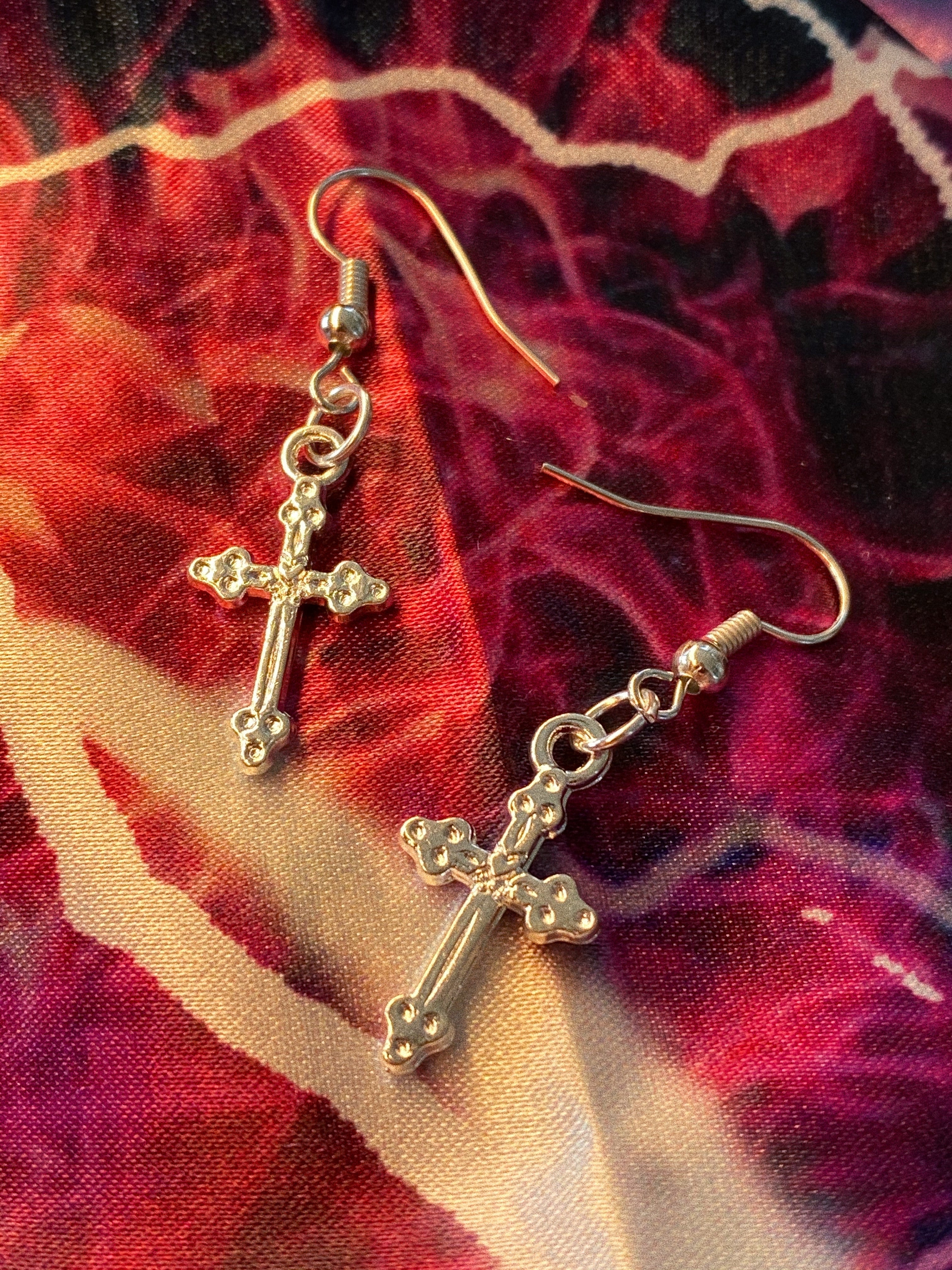 Silver Cross earrings
